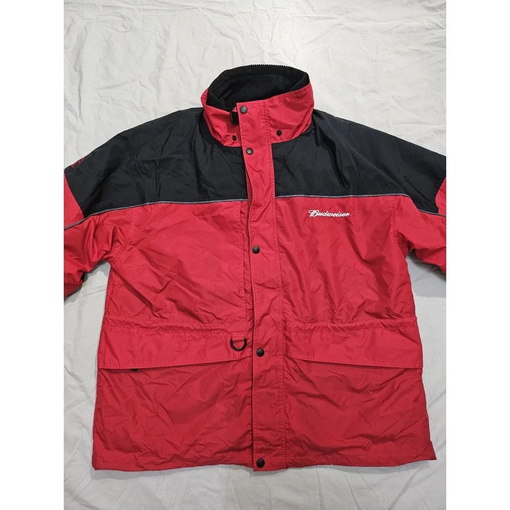 Tri-Mountain Colorado Budweiser Nylon Large Red Wind Water Proof Winter Jacket